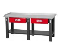 USAG 506 A2C/2000 U05060033 Banco da Lavoro con Piano in Acciaio, 2 Cassetti