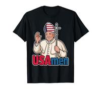 USAmen Papa Patriottico Satira Religiosa Umorismo Cristiano Maglietta