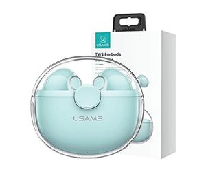 USAMS BU12, completamente senza fili Bluetooth 5.1, microfono integrato AURICOLARI WIRELESS, Verde