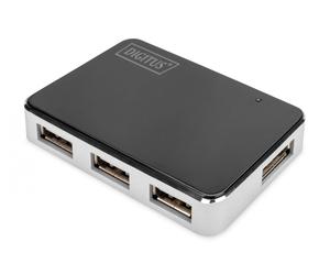 USB 2.0, 4-Port Hub, 4x USB A/F, 1x USB Bmini/F incl. USB A/M to mini5P cable, black