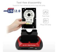 USB 2.0 a IDE SATA hard drive OTB Clone dock all in one hard drive docking station Double Bay 2.5 "3.5" eSATA con lettore di schede
