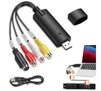 USB 2.0 Audio Video Grabber Card Converter, Convertitore VHS In Digitale, VHS To Digital Converter Adapter Convertitore Video Strip Adapter Per Vhs/Vcr/Tv Su Dvd, Windows 11/10/8/7/Mac, Nero