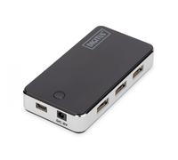 DIGITUS DA-70222 - Hub USB 2.0 DIGITUS, 7 porte, nero/alluminio, con alimentatore