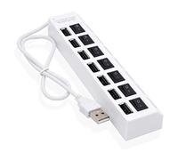 USB 2.0 HUB 7 Porte Multiple Expander Hab Utilizzare Adattatore di Alimentazione Con Splitter Indipendente Nero/Bianco Interruttore USB PC Multi Computer
