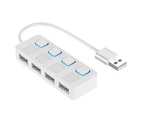 USB 2.0 HUB Multi USB Splitter 4 Port Expander Multiple USB 2.0 Hub Use Power USB2.0 Hub with Switch for PC Computer (Color : White)