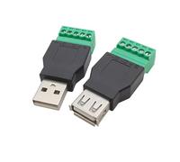 USB 2.0 Tipo A Maschio/Femmina A 3.5mm 5 Pin Morsettiera a Vite Connettore Convertitore Presa USB A Terminali A Vite Adattatore(1 Male 1 Female)