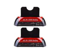 USB 2.0 to IDE Hard Disk All in One HDD Docking Station OTB Cloning Dock Dual Bay 2.5/3.5" with Card Reader UK Plug