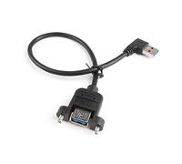 USB 3.0 Cavo USB3.0 a Monte Pannello da Maschio a Femmina con Viti su Un Cavo di Estensione angolato Destro Maschio a Blu Scuro 50 cm(Svart)