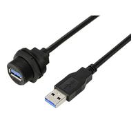 USB 3.0 femmina a maschio, IP67 (filettato), cavo 0,5 m TC-E13T-FU3-PWF/MU3-NWA-0.5PV-S cavo in plastica impermeabile T