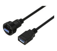USB 3.0 femmina a maschio, IP67 (filettato), cavo 0,5 m TC-E13T-MU3-MWA/FU3-NWA-0.5PV-S cavo in plastica impermeabile T