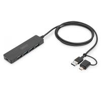 Digitus Hub USB 3.0 DA-70236 - 4 porte, alimentazione USB-C, 5 Gbit/s - Nero