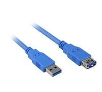 USB 3.0 M>F cavo USB 3 m Blu, Cavo di prolunga blu, 3 m, Maschio/Femmina, 5000 Mbit/s, Blu