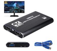 USB 3.0 Video Capture Card 4K HDMI con Loop-Out, 1080P 60FPS Registratore per Streaming, 4K HDMI Capture, Compatibile con PS5, Xbox, Fotocamera, OBS, Plug & Play per PC/Laptop