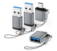USB a USB C Adapter Combo 4-Pack, USB 3.0 OTG Convertitori per auto | Trasferimento dati da 5 Gbps e ricarica stabile da 5 V, adattatore da tipo C maschio a femmina A per iPhone 17/16/15, Samsung
