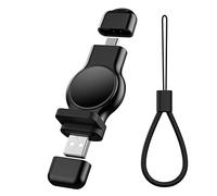 USB-A & USB-C Caricabatterie wireless per Apple Watch Portable iWatch USB Charger, Travel Cordless Charger with Light Weight Magnetic Quick Charge for Apple Watch Series 7/6/5/4/3/2/1/SE (Black)