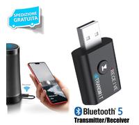 USB BLUETOOTH 5.0 RICEVITORE ADATTATORE AUDIO TV PC Auto Aux Trasmettitore