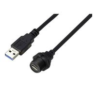 USB-C 3.0 femmina a maschio IP67 (filettato) cavo 0,5 m TC-E10T-FT3-PWF/MU3-NWA-0.5PV-S cavo in plastica impermeabile