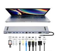 USB C 3.0 HUB Tipo C a Multi 4K HDMI Monitor Convertitore video RJ45 Ethernet VGA PD Adattatore di alimentazione Docking Station Splitter per laptop