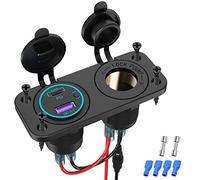 USB C 65W Presa Accendisigari Pannello per Macbook: Doppio USB Caricabatteria Auto Incasso Presa di Ricarica Adattatore con Interruttore per 12V / 24 Volt Barca Camion Caravan Golf cart