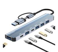 usb C 7 in 2 Multiport Adapter con USB 3.0 e porte per MacBook, iMac, Surface, Dell, Thinkpad, Stick, Mobile HDD, PS4, TV