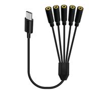 USB C a Dual DC 3,5 mm cuffie jack audio Y splitter, 2 in 1 tipo C maschio a 2 x 3,5 mm cavo di prolunga stereo femmina supporto controllo volume, microfono e ascolto (30 cm) (5 Way)