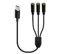 USB C a Dual DC 3,5 mm cuffie jack audio Y splitter, 2 in 1 tipo C maschio a 2 x 3,5 mm cavo di prolunga stereo femmina supporto controllo volume, microfono e ascolto (30 cm) (3 Way)