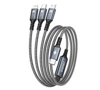 USB C a Multi Cavo di Ricarica [100W/2M] 3 in 1 Multiplo Cavetto Rapida | Cavo USB C Ricarica Multiplo:USB C a USB C[100W]+USB C a Lightning[27W]+USB C a Micro[10W] per Galaxy,Huawei,MacBook,iPhone