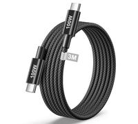 USB C Cable 100W 3M, USB C a USB C Cavo Carica Rapida Cavetto Tipo C Filo Caricatore Nylon Cable Compatible with iPhone 17 16 Air Samsung S25 S24 Ultra iPad Air MacBook Pro Google Pixel 7