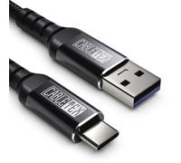 USB C cable USB 3.0 type A 1.5m power and data cord nylon braid for USB 3.1 laptops and smartphones Nexus 5X, 6P, OnePlus 2, OP 3, HTC 10, MacBook Pro - BLACK