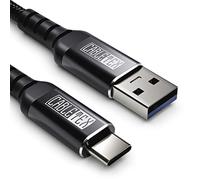 USB C cable USB 3.0 type A 1m power and data cord nylon braid for USB 3.1 laptops and smartphones Nexus 5X, 6P, OnePlus 2, OP 3, HTC 10, MacBook Pro - BLACK