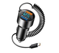 USB C Car Charger Fast Charging - Aluminum Alloy 6.5x2.7x2cm | PD QC 3.0 Car Charger Adapter, Retractable USB Chargers | 100W Fast Charging Plug For Smartphones Tablets Laptops Travel Driving