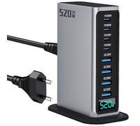 USB C Charger Block 520W Multi Port USB Fast Charging Station Hub GaN PPS PD 100W Type C Wall Charger Power Adapter for Multiple Laptop iPad iPhone 17 MacBook Galaxy S26 Android Pixel 65W 45W 30W 20W