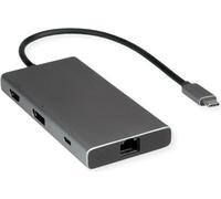 VALUE Docking station USB tipo C, HDMI+DP 4K60, 3x US3.2Gen1 (1x C + 2x A), 1x PD, 1x RJ45