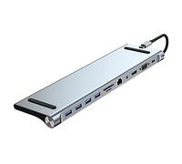 USB C Dock VGA USB3.0 Adattatore Hub Tipo-C Rj45 TF Reader Docking Station 11 Porte Per Laptop