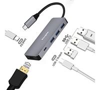 USB C Hub 6 in 1 Docking Station per laptop Adattatore multiporta USB a HDMI con 3 porte USB 3.0, 1 porta USB-C e 1 porta PD compatibile per Windows, Mac e Linux