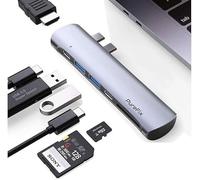 USB C Hub 7 in 1 adattatore Dongle compatibile per Apple MacBook Pro 2017-2019 e MacBook Air 2018 2019 Thunderbolt 3 con 2 porte USB 3.0 4K HDMI 100W PD SD/Micro SD Card Reader - Grigio