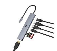 USB C HUB, adattatore USB HUB, USB 3.0 HUB, hub dati portatile ultra sottile, hub 7 in 1 USB C con 4K HDMI, 100W PD, 2 USB 3.0, USB C 3.0, lettore di schede SD/TF compatibile con Windows, Laptop