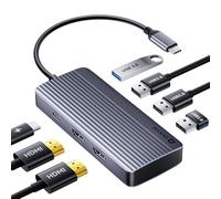 USB C Hub Dual HDMI, QUUGE 7in1 Docking Station mit 5Gbps USB 3.0, 3*USB 2.0 Ports, 2 x 4K HDMI and PD 100W Schnellladung, Adapter kompatibel mit MacBook Air/Pro, Surface und mehr