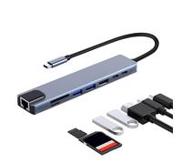 USB C Hub-Laptop Adapter Multiporta USB C Dongle Compact for - Card Reader Silicone | Free Cable Compatible Compact Aluminum Multi-Port Dongle