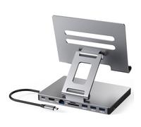 USB C Hub Stand, 9-in-1 Adapter for iPad Pro M4 M2 13 12.9 11 Inch Docking Station Foldable with 4K 60Hz HDMI, RJ45 Gigabit Ethernet, SD/TF Card Reader, 3 USB 3.0, 3.5 mm Audio, iPad Air