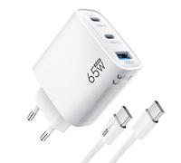 USB C Ladegerät 65W 3-Port,USB-C Netzteil Adapter Stecker,PPS 60W Schnellladegerät PD Ladestecker, kompatibel mit iPhone 16/15 iPad,Samsung S25/S24/S23 Ultra,Google Pixel 9/8,MacBook Pro/Air,HP,Dell..