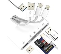 USB C Lightning USB HUB (6in1) per Apple OTG 3.0 Adattatore TF SD Card Reader Tipo C Caricatore Cavo Convertitore per iPhone 16 15 14 Pro per iPad MacBook Micro SD Memory Photo Transfer External