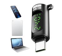 USB C Meter, Digital USB C Tester with LED Display, Aluminum Alloy High-Speed 240W PD 3.1 40Gbps Adapter Cable, 4K Video Output, Data Transfer Speed Monitor for Phones and More, 3.6x1.3x1.3cm