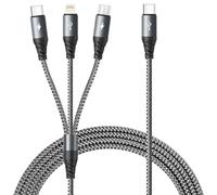 USB C Multi Cavo di Ricarica 3A,[1.8M] 3 in 1 Multiplo Cavetto con Micro Tipo C Lightning Cavo Ricarica Multiplo Cavo iPhone USB-C per iPhone17 16 15 14, Galaxy S24 S23, Pad Pro/Mini, MacBook/Air