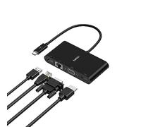 USB-C Multimedia Adapter (GBE, HDMI, VGA, USB-A), BLK