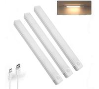 USB-C Ricaricabile per Luce Notturna Dimmerabile Bianco Caldo Bianco Freddo | Sensore di movimento, accensione e spegnimento automatico, sicuro al buio, set da 3, installazione wireless