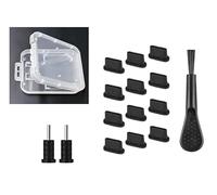 USB C tappi antipolvere set 12 pezzi con spazzolino pulizia e custodia, copertura silicone nera impermeabile per porta ricarica audio smartphone laptop universale protezione completa