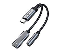 USB c to 3.5mm Headphone and Charger Adapter,2-in-1 USB C PD 3.0 Charging Port to Aux Audio Jack and Fast Charging Dongle Cable Cord Compatible with iPhone 16 /15Pro Samsung Galaxy S22 S21 S20 Pixel