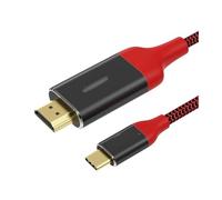USB C To HDMI Cable Adapter 4K, USB Type C To HDMI Cable Thunderbolt 3 USB C HDMI Wire For MacBook Pro 2017-2020 IPad Pro(4K60Hz Red Alloy,3m)