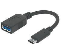 Manhattan USB 355285 Super Speed USB C Cavo di Collegamento, Certificato Dopo If (, Gen1, Tipo C Maschio - USB 3.1 Tipo A Femmina, 5 Gbit/s) 15 cm Nero
